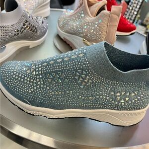 Sparkling Gray Slip-On Sneakers